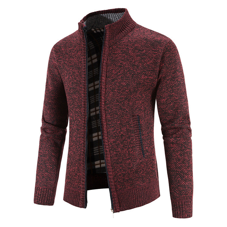 Herren modische Strickjacke mit hochgeschlossenem Kragen und praktischen Taschen ModeGeist