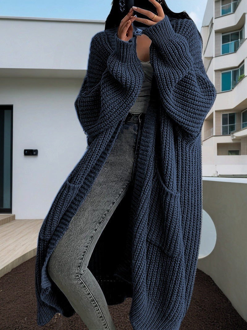 Damen Großer Strickcardigan mit lässiger Passform und großen Taschen ModeGeist