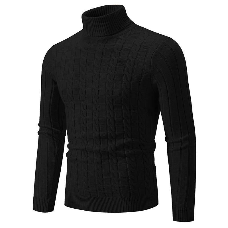 Herren Strickpullover mit hochgeschlossenem Kragen und Zopfmuster ModeGeist