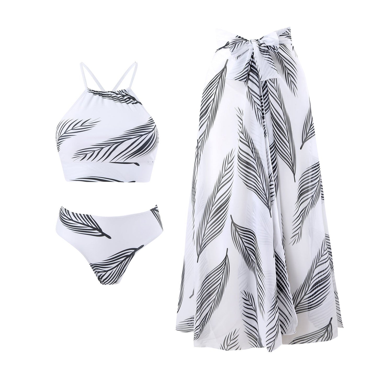 Bikini-Set mit Wickelrock und Blätter-Design von MODEGEIST