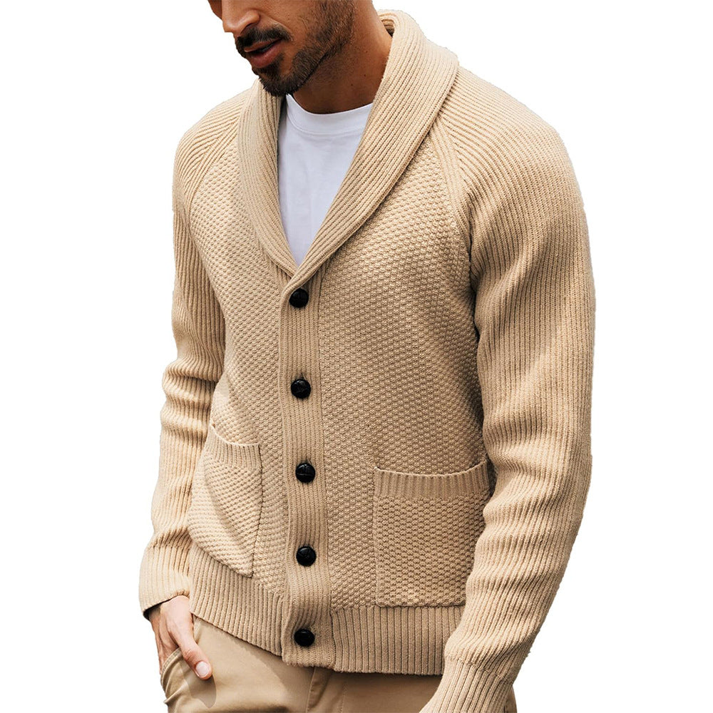 Herren Strickjacke mit strukturiertem Design und praktischem Schalkragen ModeGeist