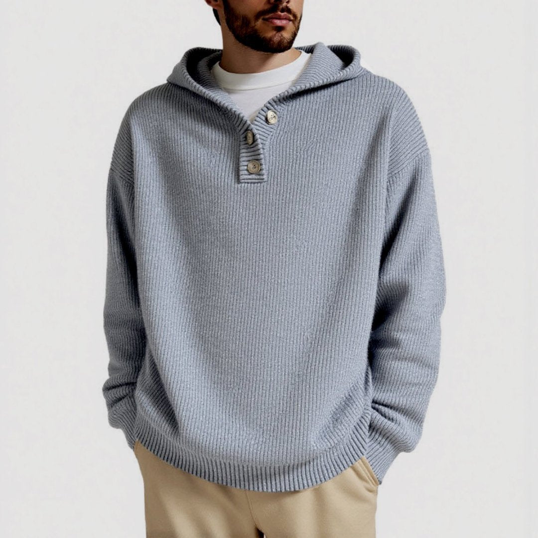 Herren Kapuzenpullover mit strukturiertem Zopfmuster ModeGeist