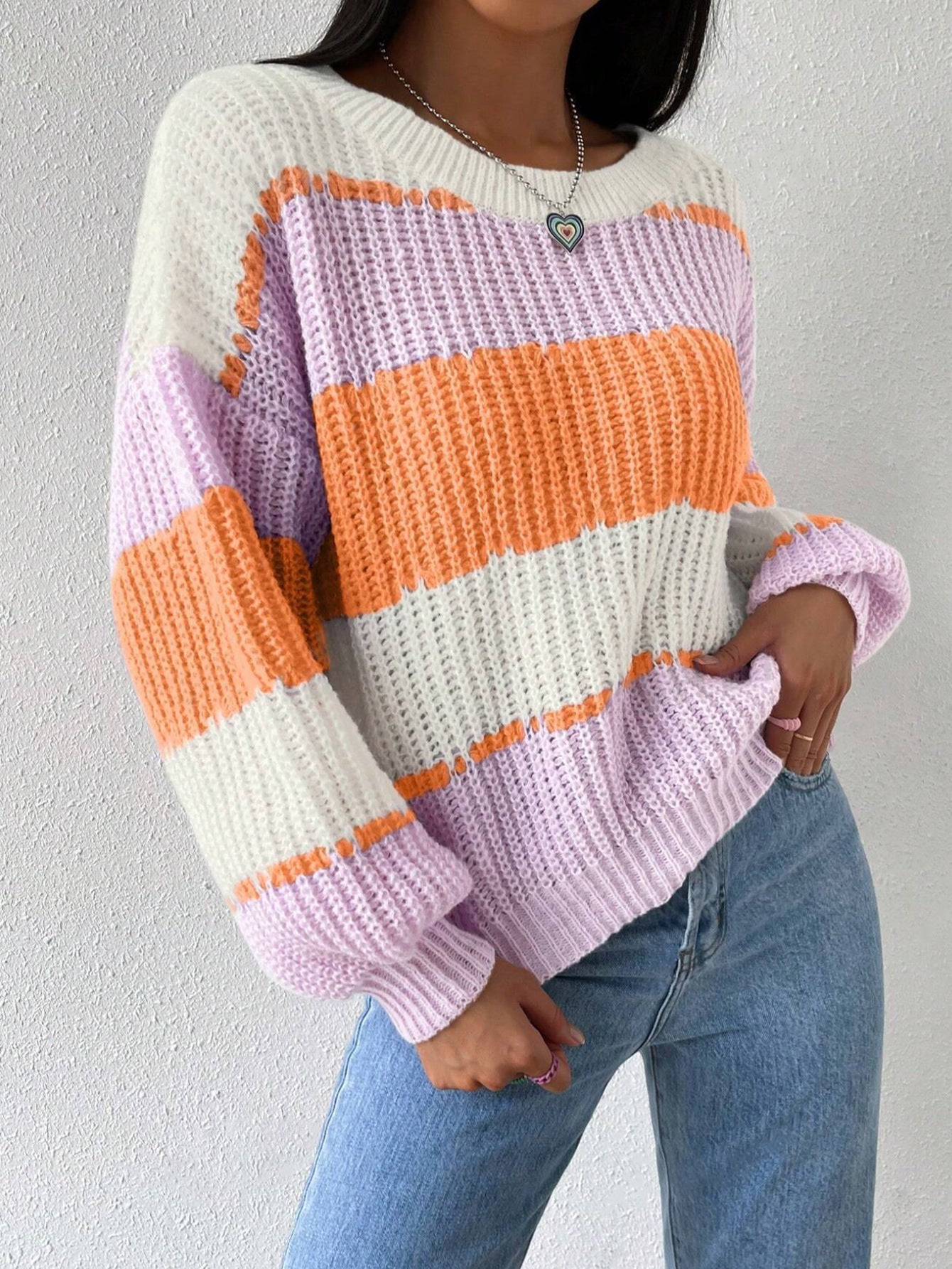 ModeGeist | Pullover Pullover Grobstrick Übergröße Fit Langarm Freizeit Crew Neck