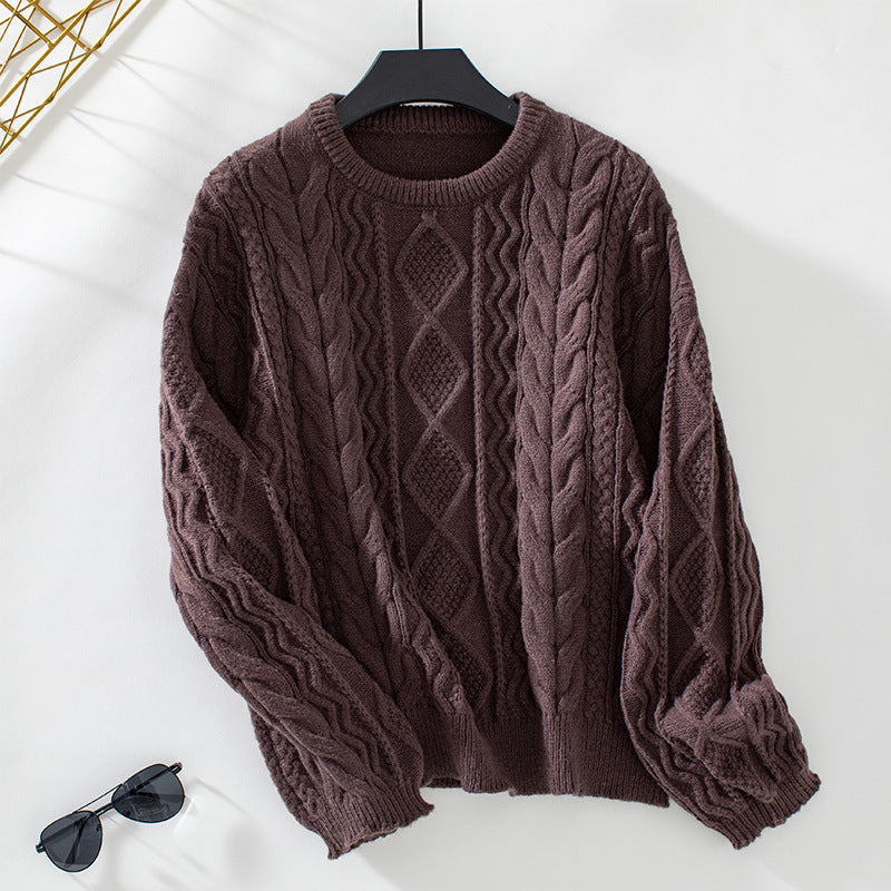 Damen Grobstrickpullover mit strukturiertem Zopfmuster ModeGeist