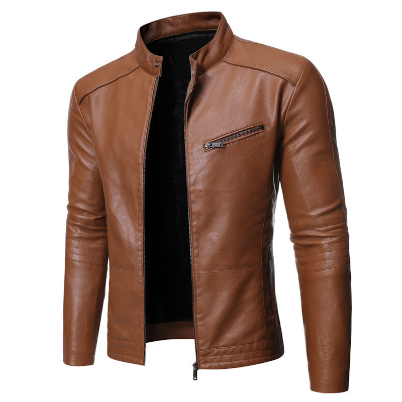 Herren elegante Kunstlederjacke mit modernem Stehkragen ModeGeist