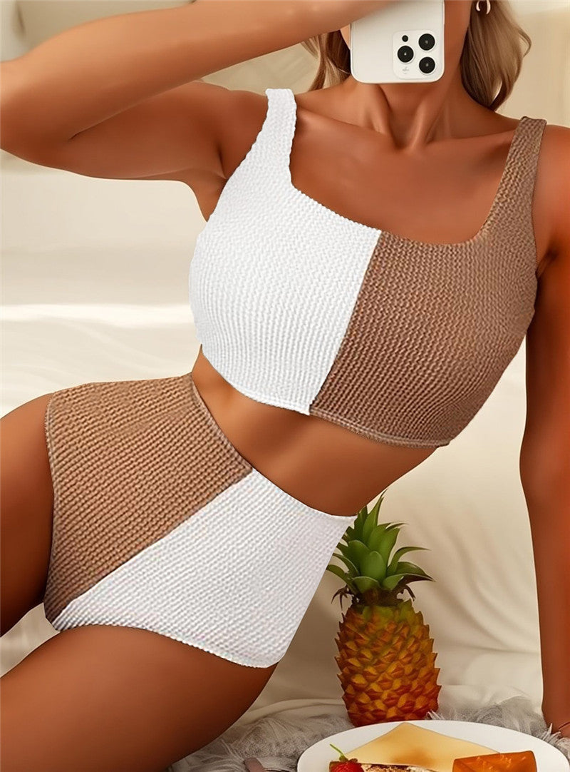 Modischer Damen-Bikini im Vintage-Stil mit Rippung