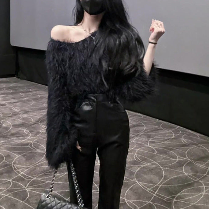 Damen Flauschiger Pullover mit lockerem Schnitt und weichen Ärmeln ModeGeist