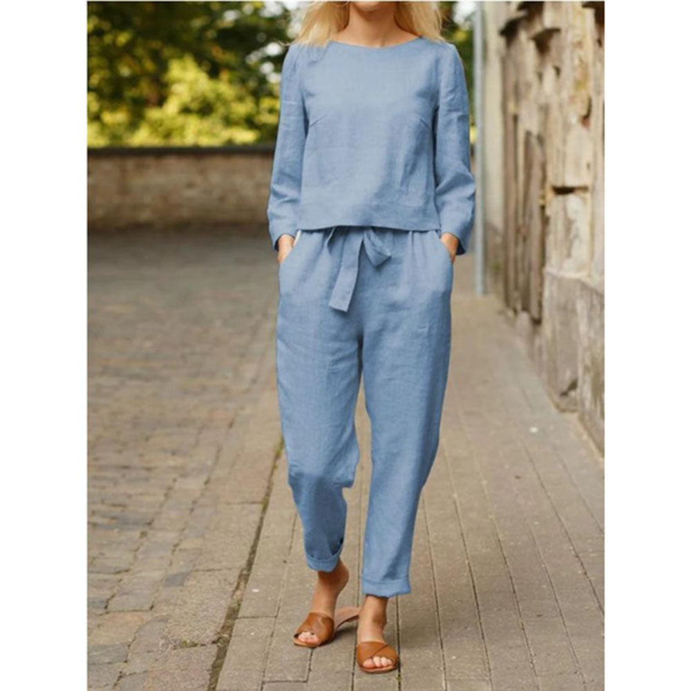 Modischer Damen Leinen-Loungewear-Anzug