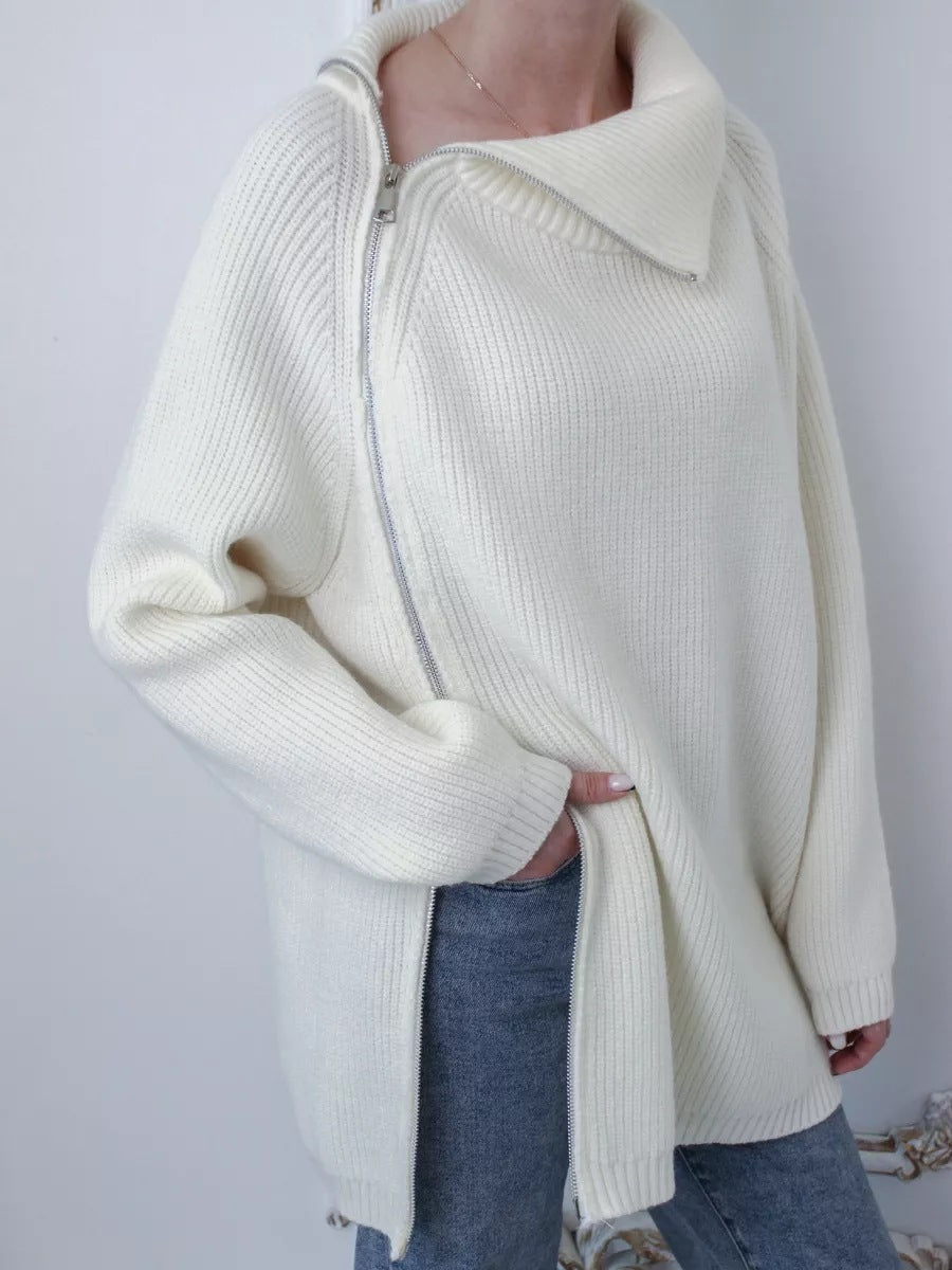 ModeGeist | Wärmer Bequemer Damenpullover mit Reißverschluss