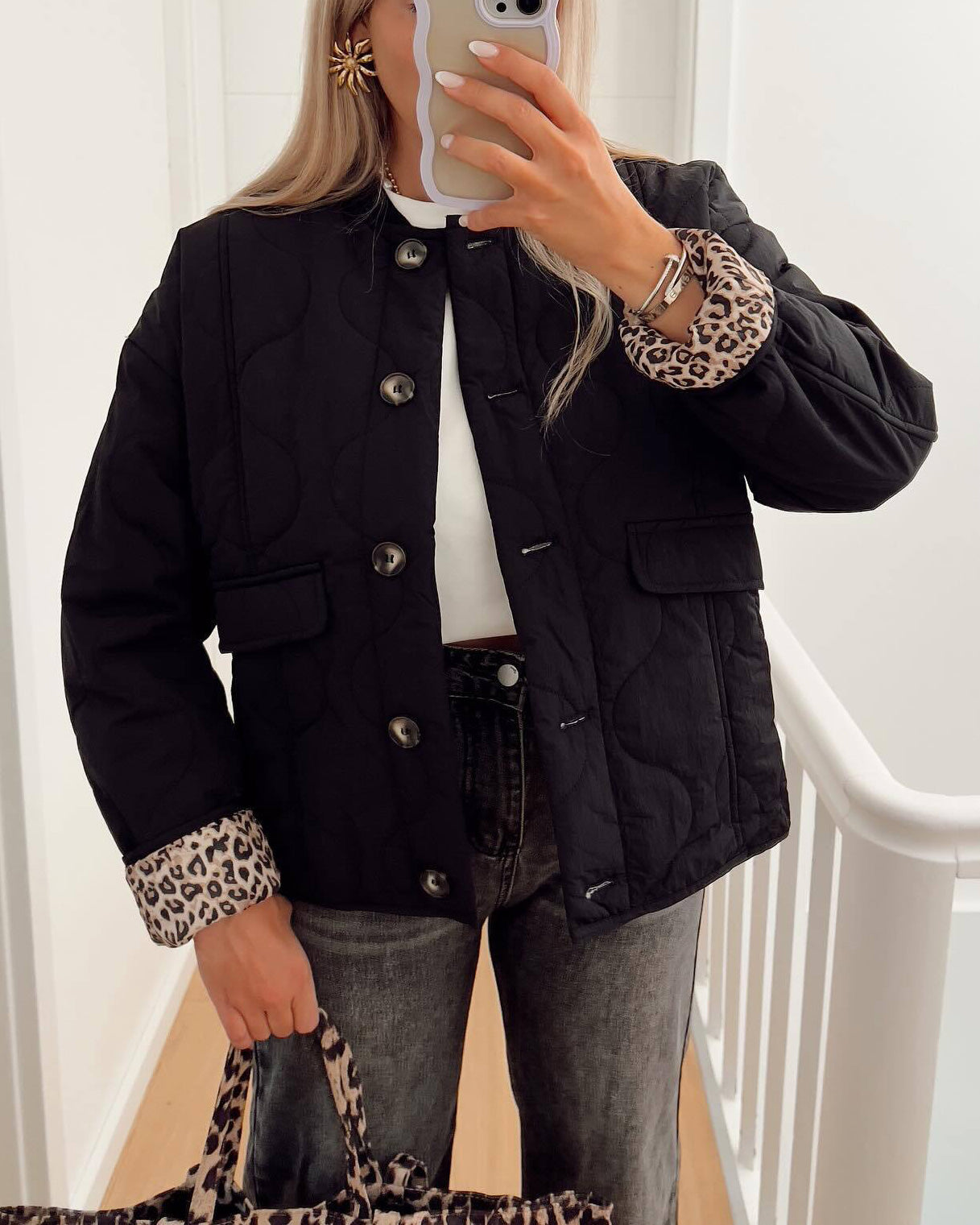 ModeGeist | Gesteppte Knöpfe Gepolsterte Jacke