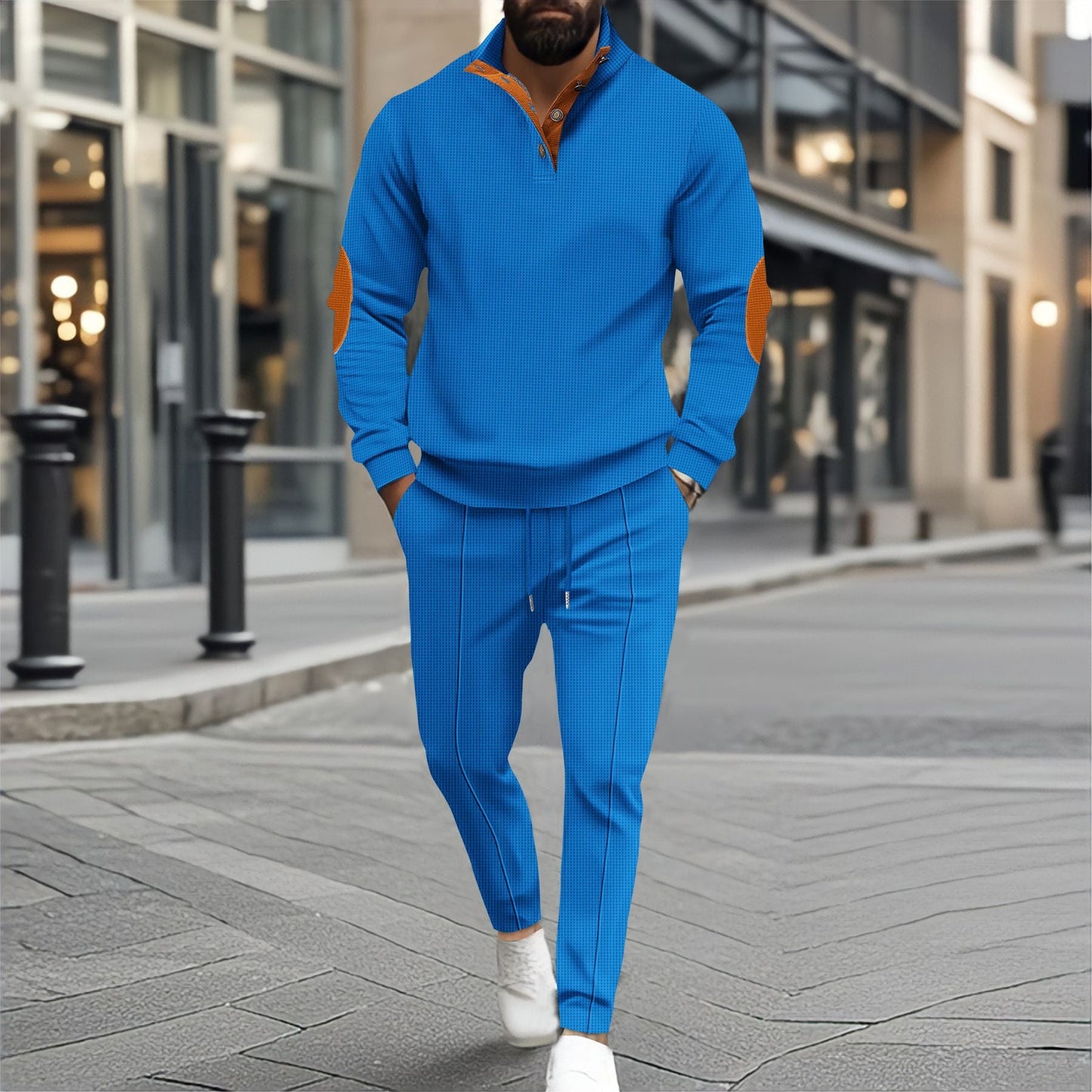 Herren sportliches Freizeitpullover- und Jogginghose-Set mit strukturierter Optik ModeGeist