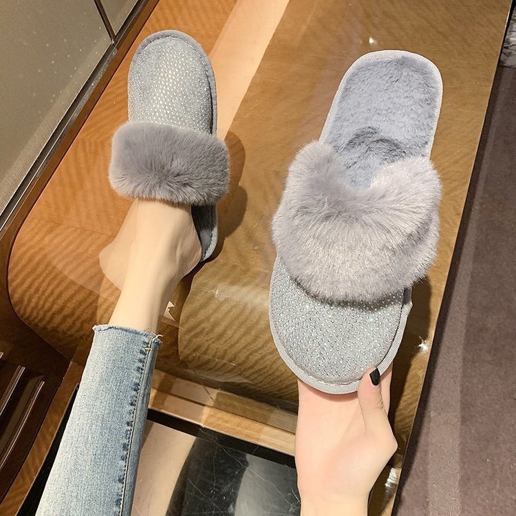 Damen Glamouröse Hausschuhe mit Glitzer und weichem Fell ModeGeist