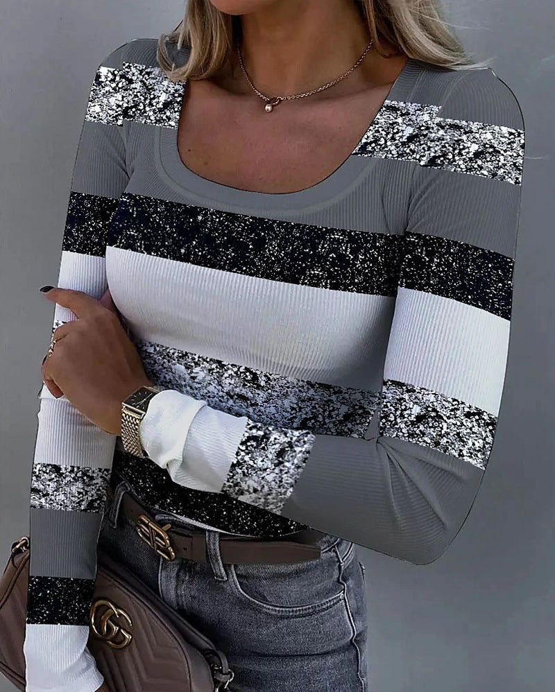 Modernes Damen-Langarmshirt mit Streifenmuster und Struktur