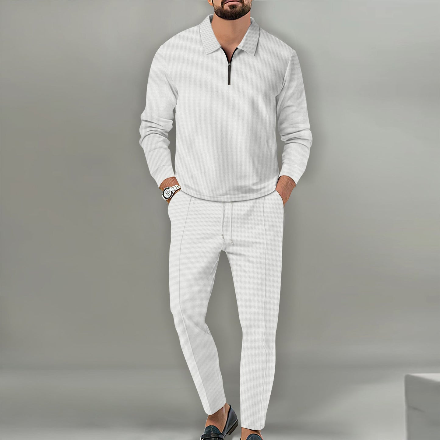 Herren Sportlicher Sweater mit Reißverschluss und eleganter Slim-Fit Hose ModeGeist