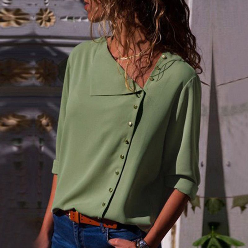 Damen Button-Up Relaxed Fit Bluse ModeGeist