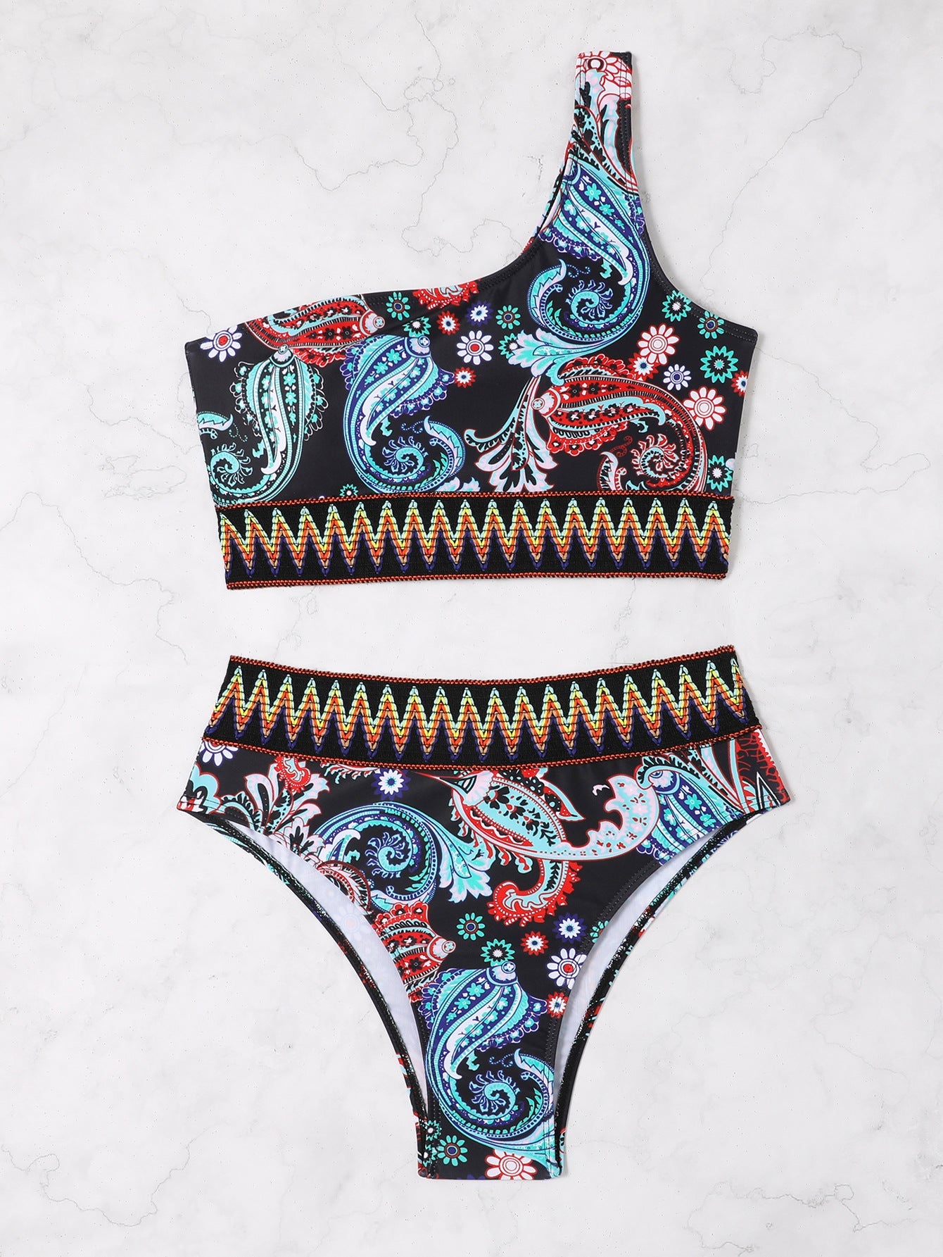 Moderner Damen Bikini mit Paisleymuster und elastischem Bund von MODEGEIST