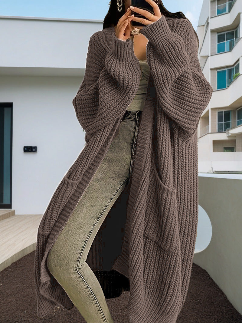 Damen Großer Strickcardigan mit lässiger Passform und großen Taschen ModeGeist