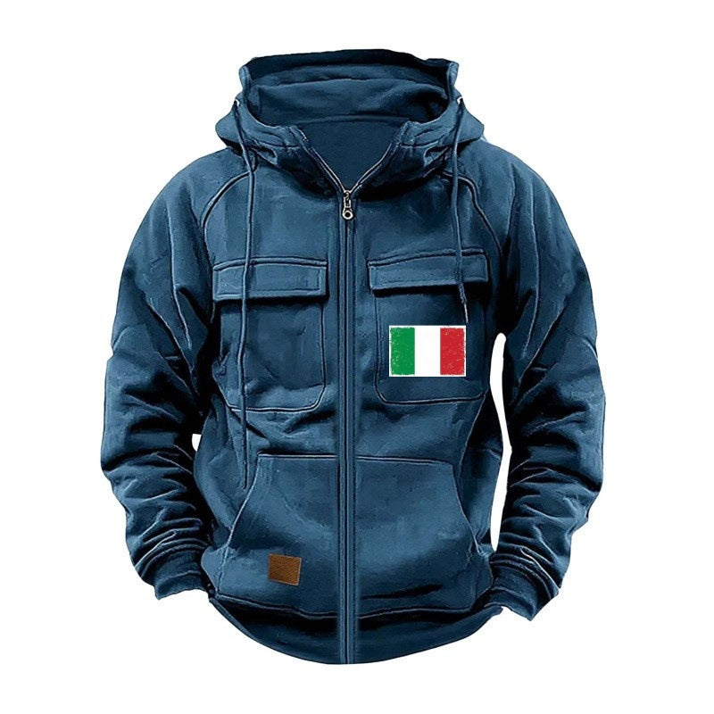 Herren modische Kapuzenjacke mit praktischen Taschen und verstellbarem Kragen ModeGeist