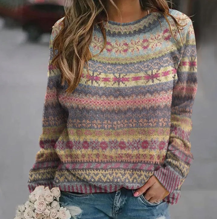 Damen Strickpullover mit kreativem Muster und lässigem Schnitt ModeGeist