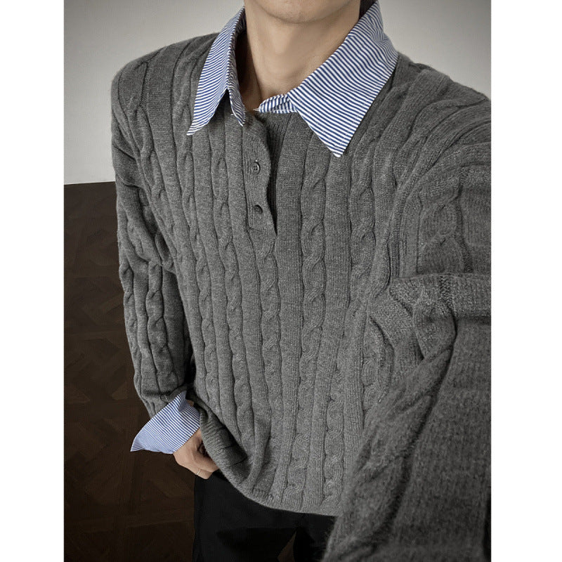 Damen Strickpullover mit hochwertigem Kabelmuster und Kragen ModeGeist