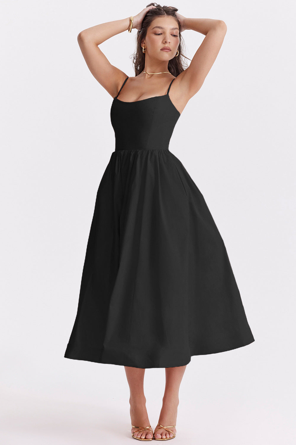 Damen Maxikleid mit schmalen Trägern und schwingendem Rock ModeGeist