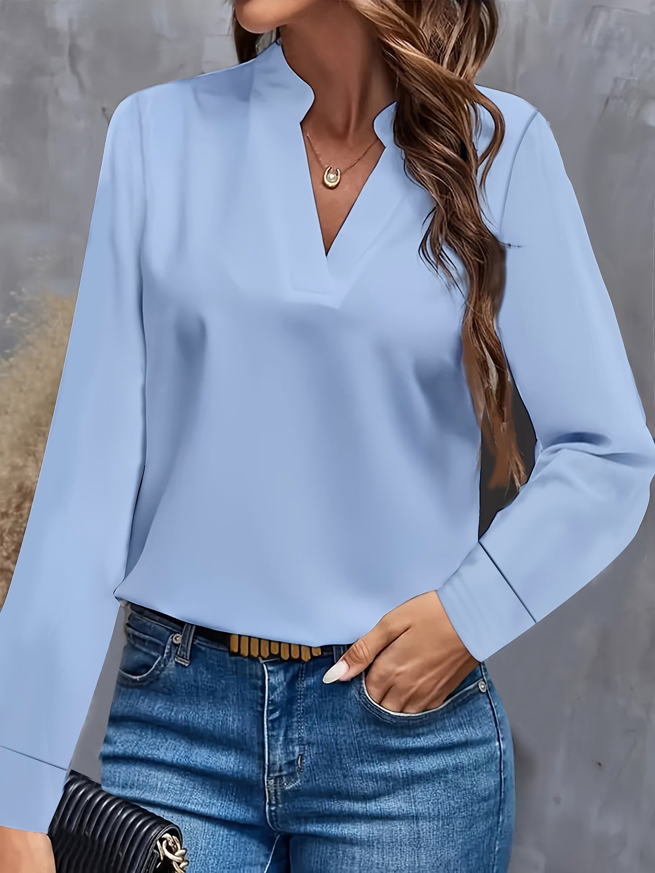 Damen Bluse mit Stehkragen und langen Ärmeln ModeGeist