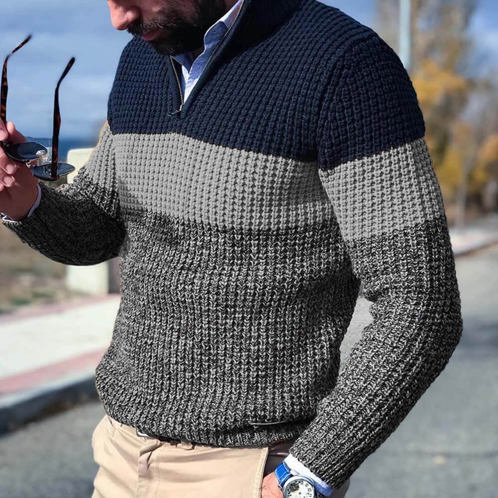 ModeGeist | Gestrickter Pullover mit Blockfarben Acryl Warm und Modern