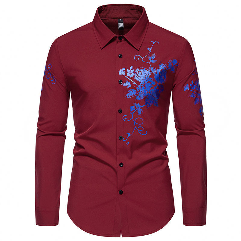 Herren Langarmhemd mit floralen Stickereien ModeGeist