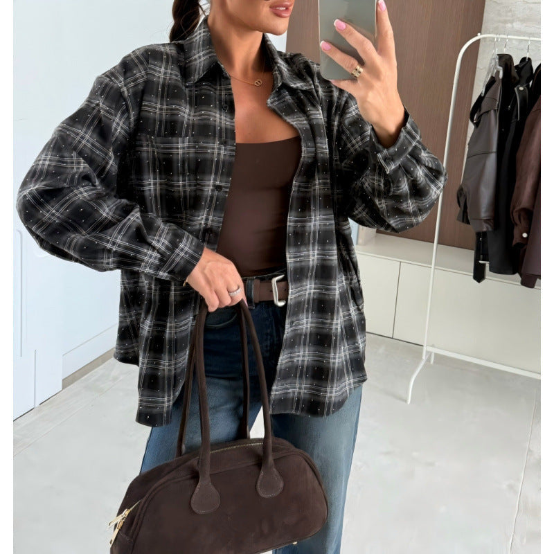 Damen Karierte Oversized-Hemd ModeGeist
