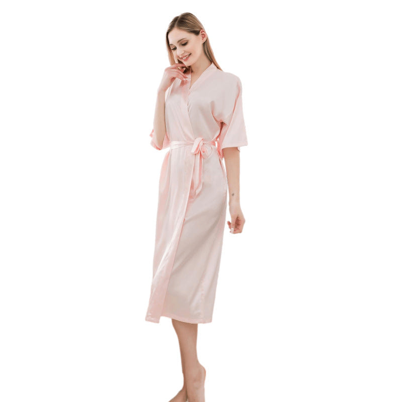 Damen luxuriöser Satin-Bademantel ModeGeist