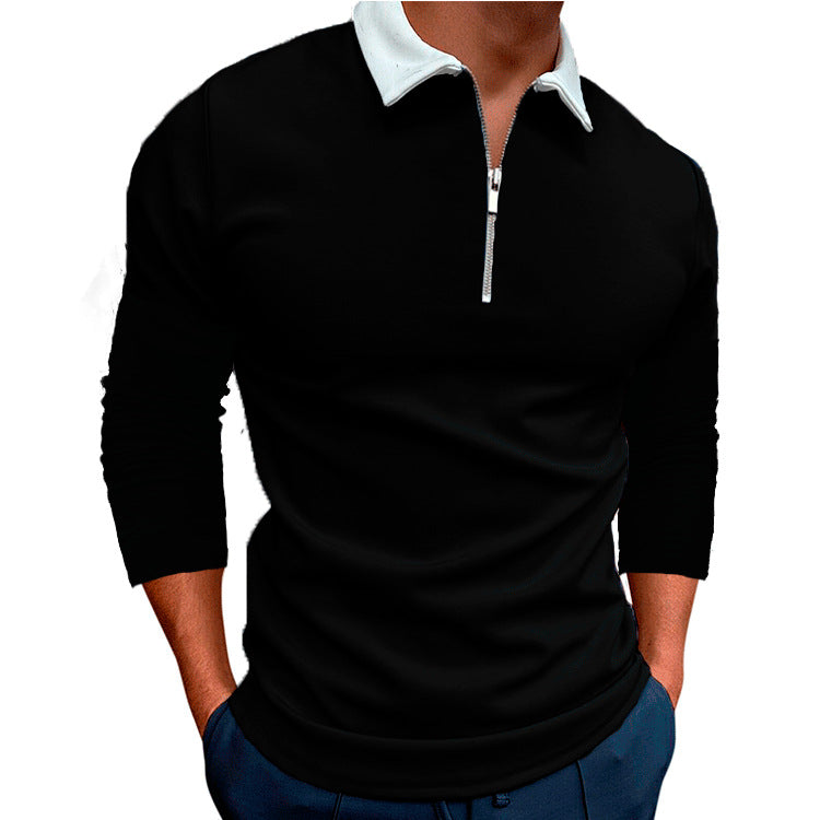 Herren sportlicher Pullover mit 1/4 Reißverschluss und kontrastierendem Kragen ModeGeist