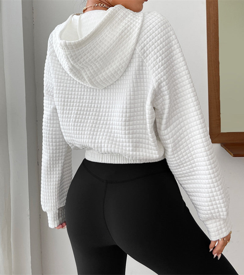 Damen modischer cropped Hoodie mit strukturierter Oberfläche ModeGeist