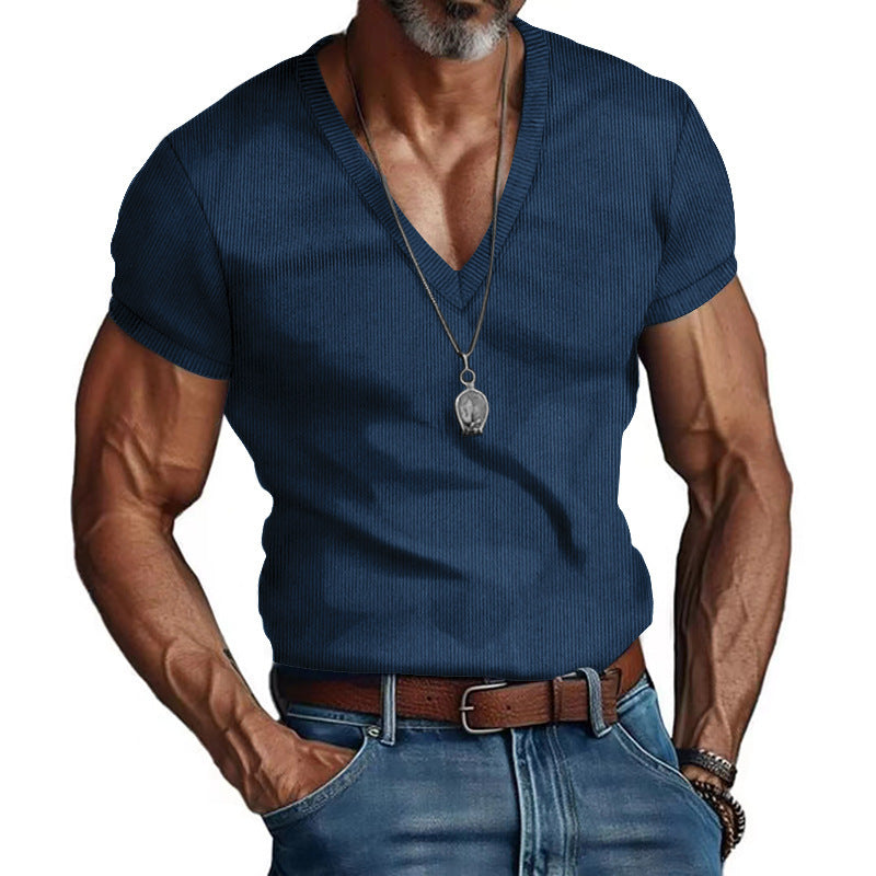 Herren Kurzarm V-Ausschnitt T-Shirt ModeGeist