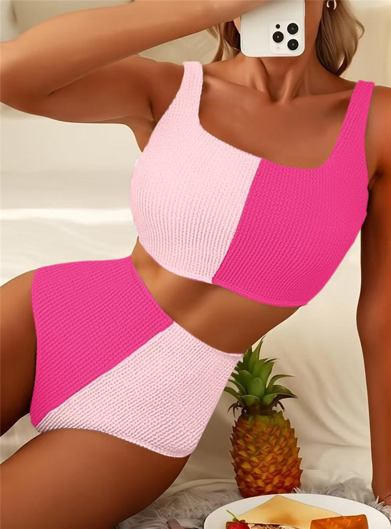 Modischer Damen-Bikini im Vintage-Stil mit Rippung