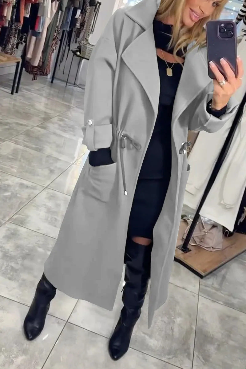 Damen Modischer Übergangsmantel mit Taillenkordel und praktischen Taschen ModeGeist