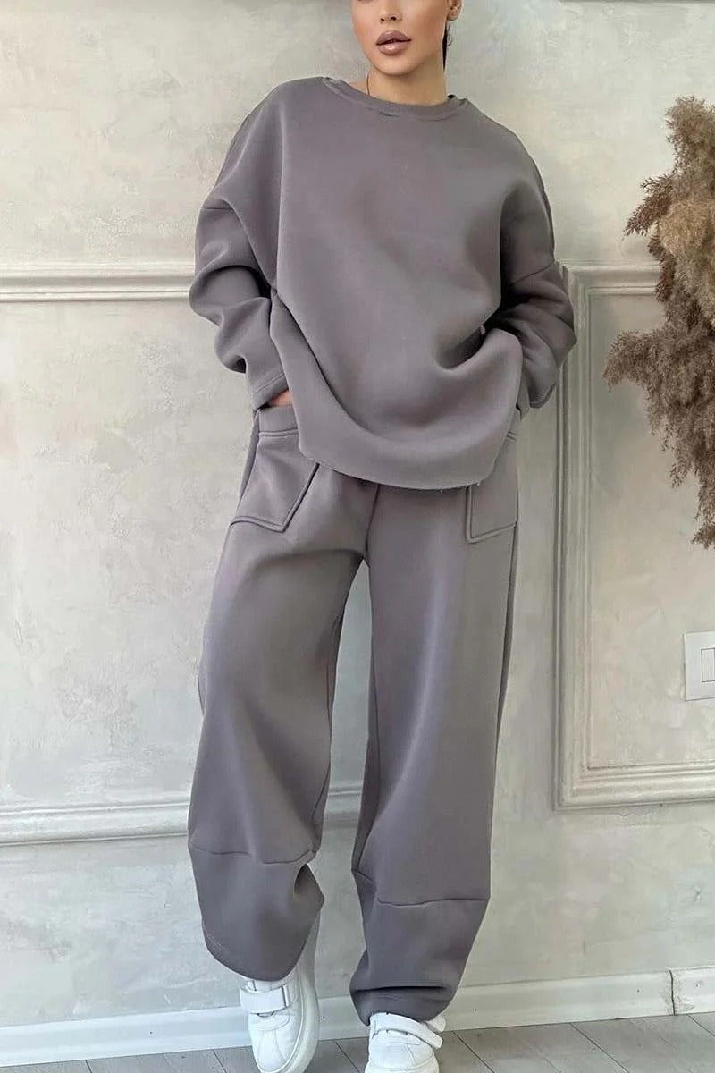 Damen Cozy Oversized Sweat-Set mit geräumigen Taschen und angenehmem Schnitt ModeGeist