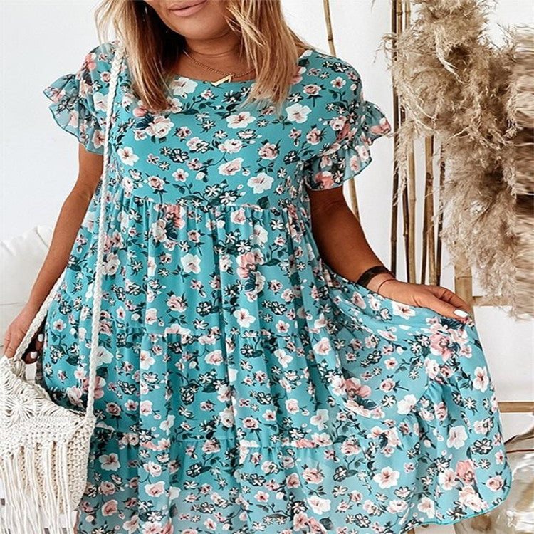 Leichtes Damenkleid mit Rüschenärmeln und lockerer Passform von MODEGEIST