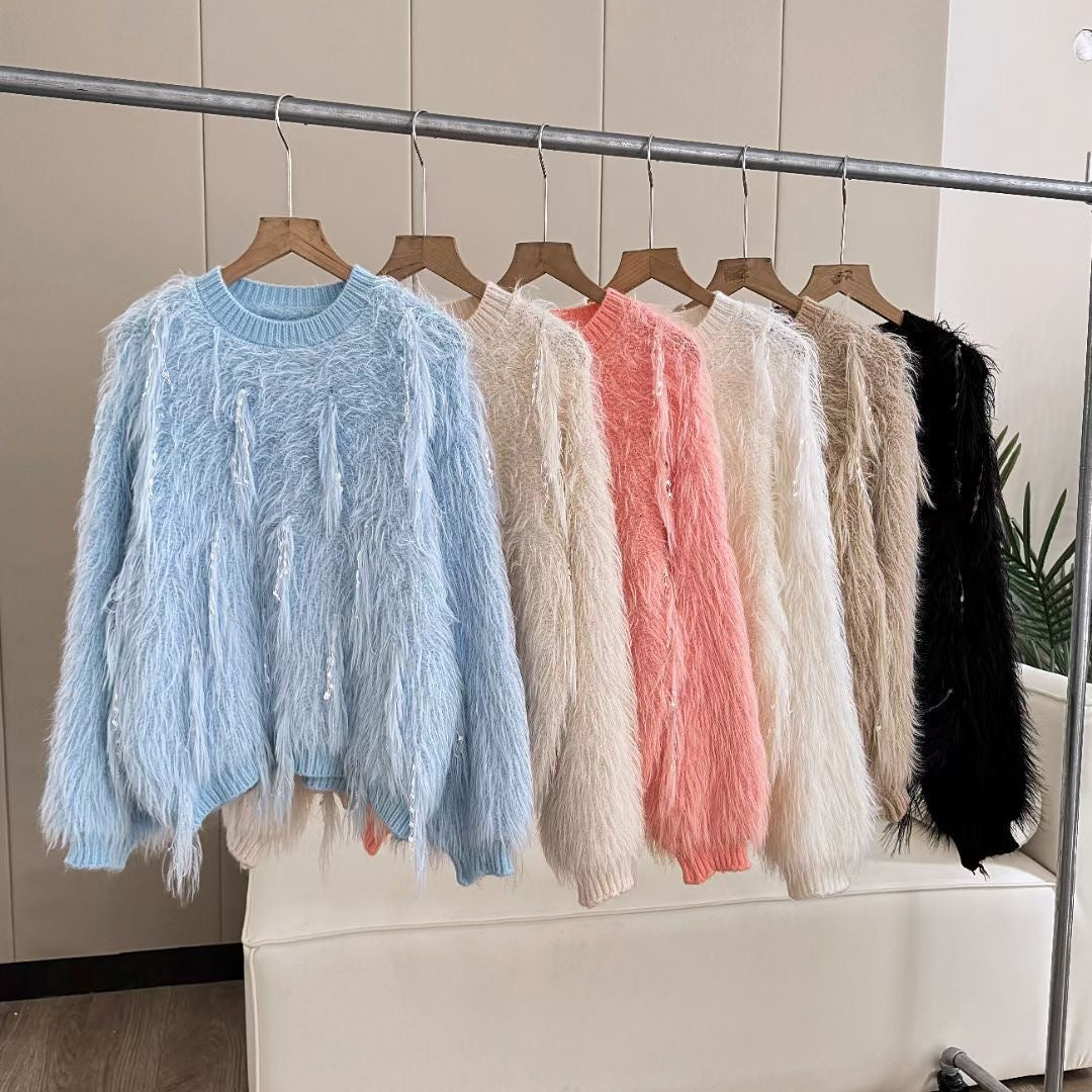 Damen Flauschiger Strickpullover mit einzigartigen Details ModeGeist