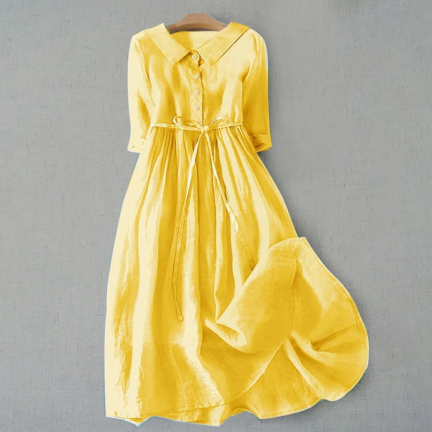 MODEGEIST Damen Casual-Kleid A-Linie Kurzarm Leichte Baumwolle Sommer
