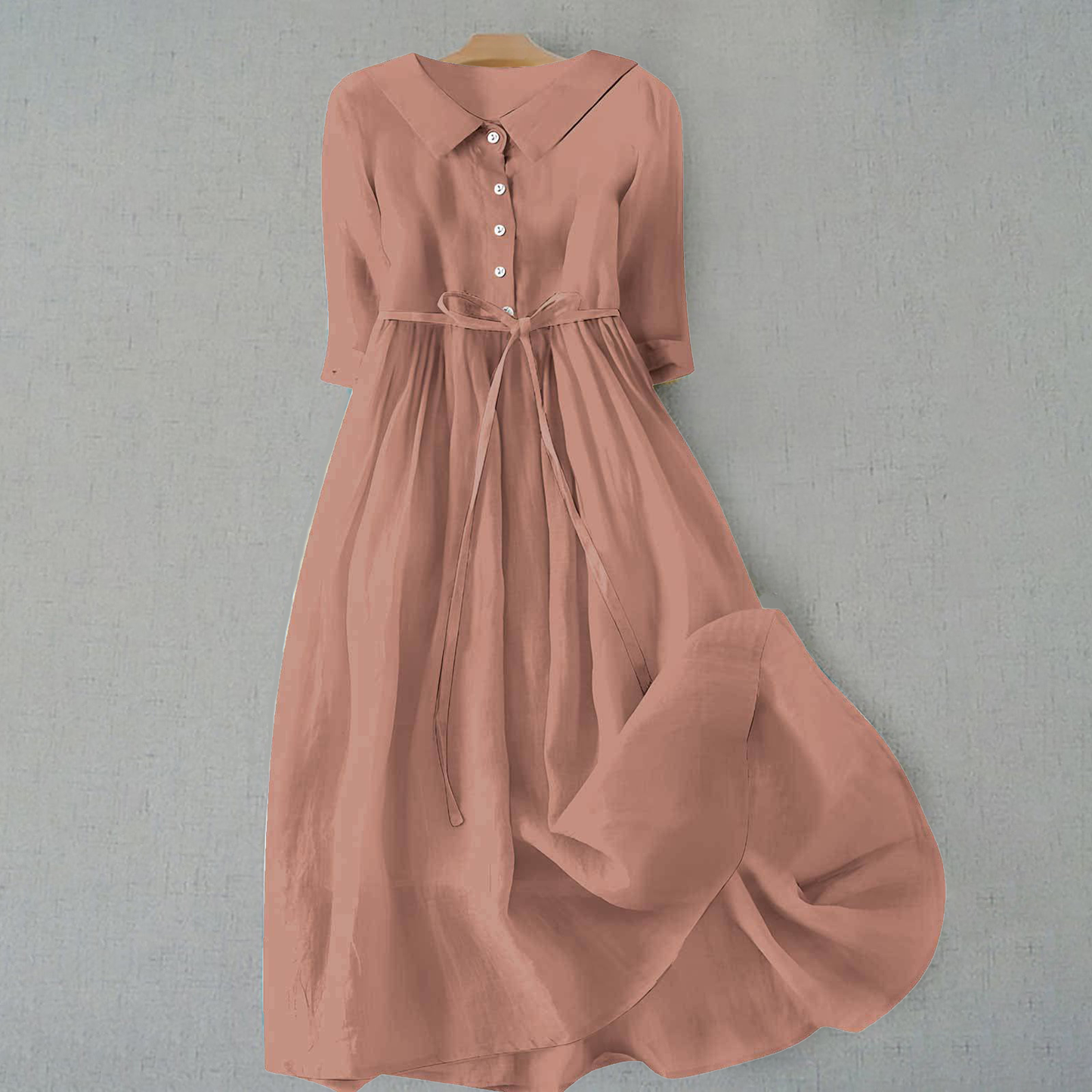 MODEGEIST Damen Casual-Kleid A-Linie Kurzarm Leichte Baumwolle Sommer