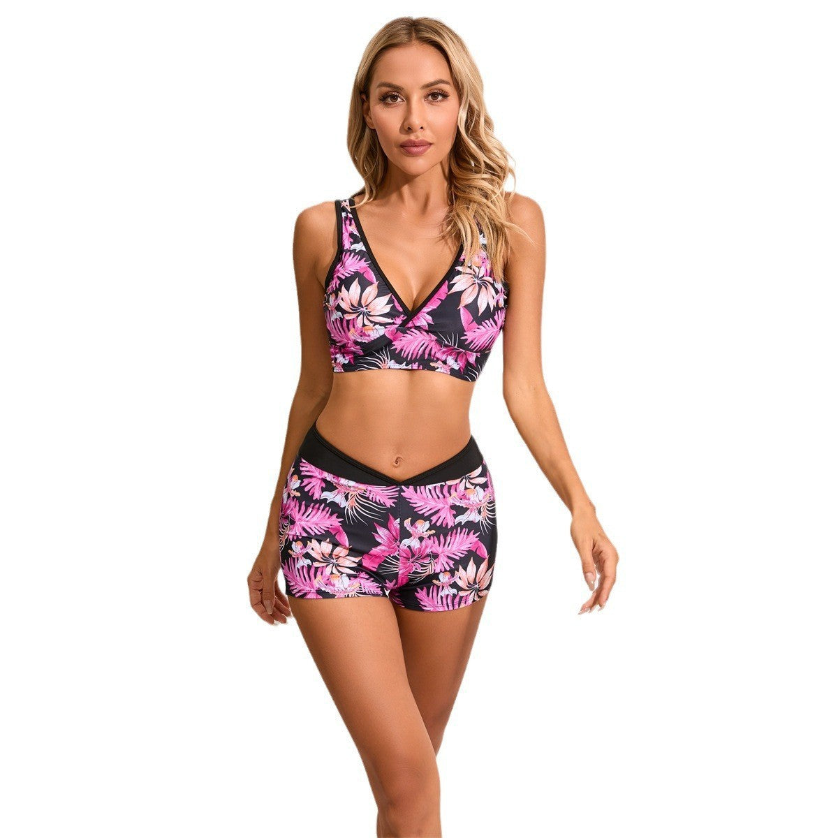 Sportlicher Tankini-Set für Damen mit Blumenmuster und dehnbarem Bund von MODEGEIST