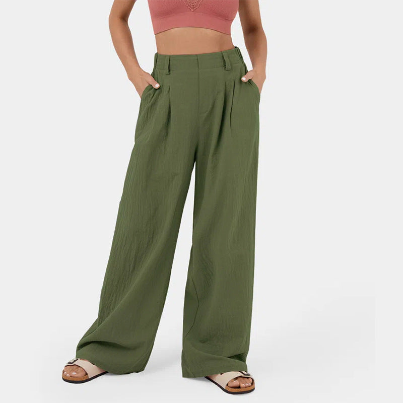 Damen Weite Chinohose mit elegantem Faltenwurf und seitlichen Taschen ModeGeist