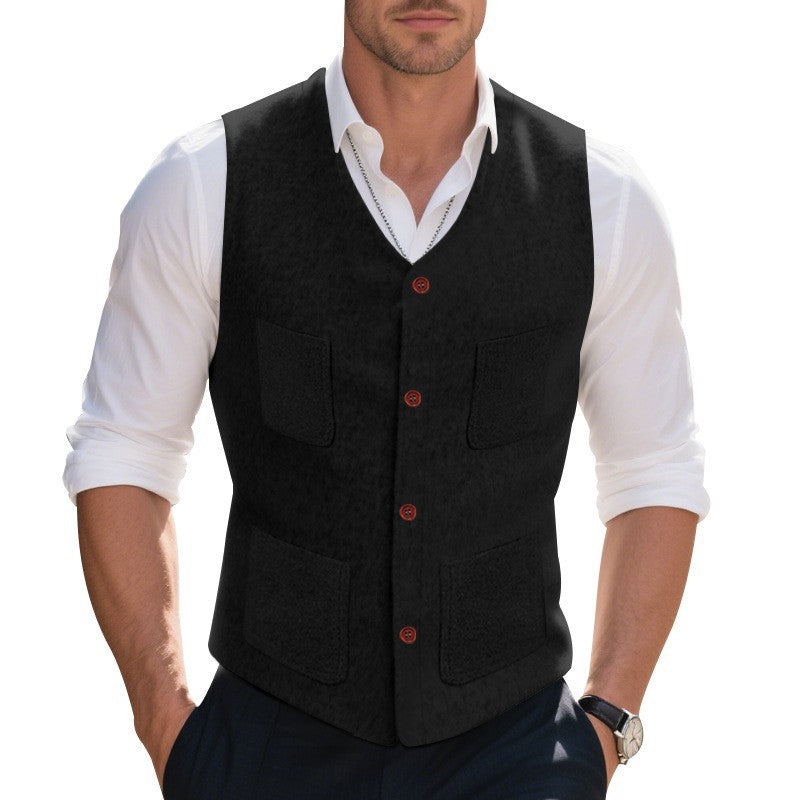 Herren Weste mit funktionalen Taschen und eleganten Knopfdetails ModeGeist