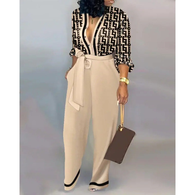 Damen Denim Jumpsuit mit modischem Patchwork-Design und praktischen Taschen ModeGeist
