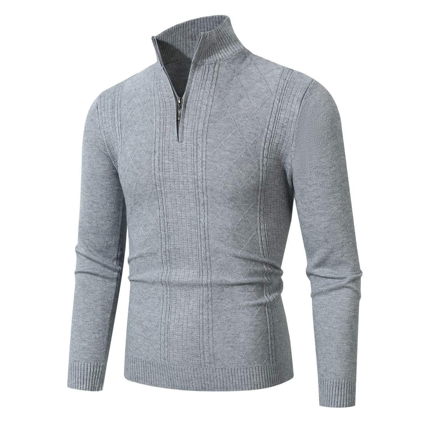Herren eleganter Strickpullover mit Stehkragen und Reißverschluss ModeGeist