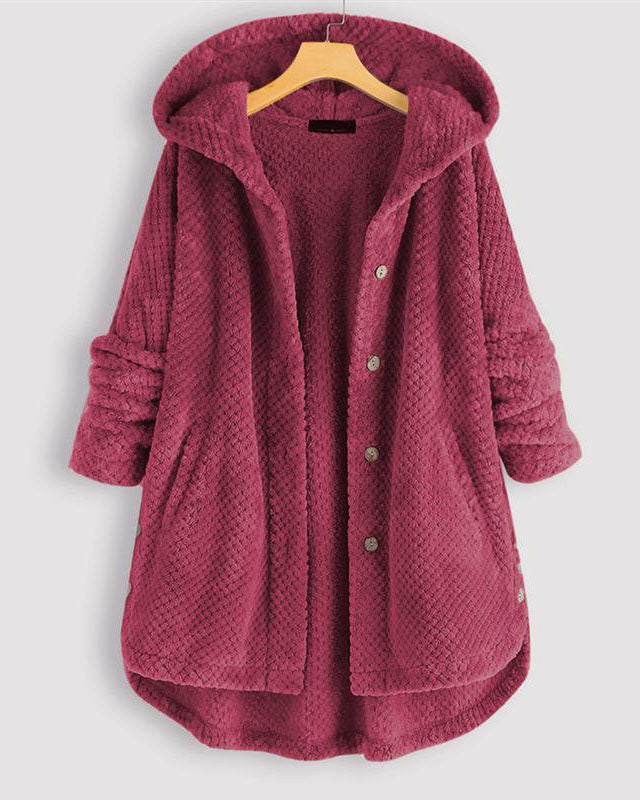 ModeGeist | Abgerundeter Saum Kapuzen Sweatshirtjacke