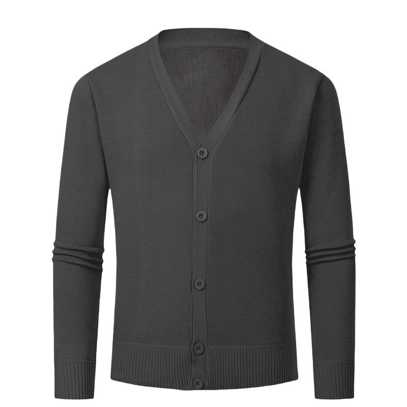 Herren Strickjacke mit V-Ausschnitt und knopflosem Design ModeGeist
