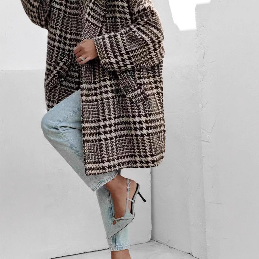 Damen elegante Karomantel ModeGeist