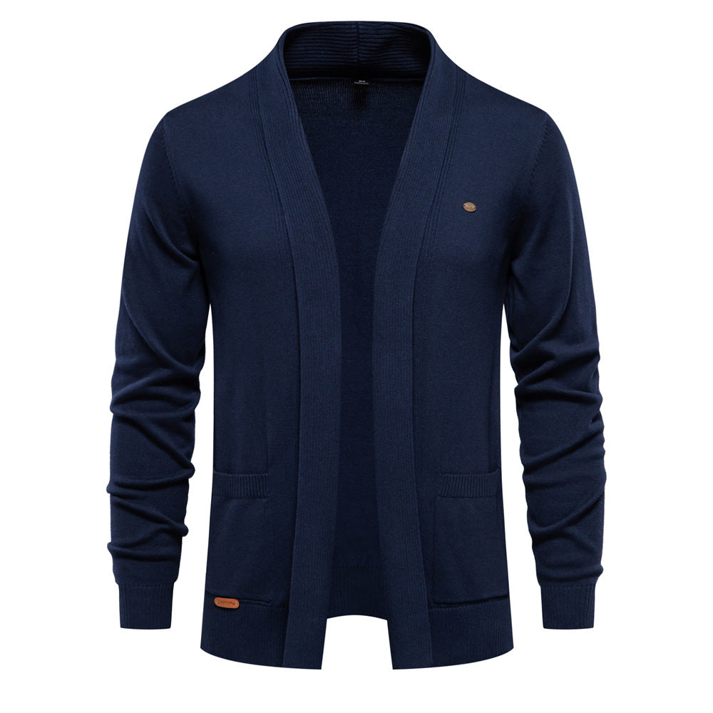 Herren angenehme Strickjacke mit offenem Kragen und praktischen Taschen ModeGeist