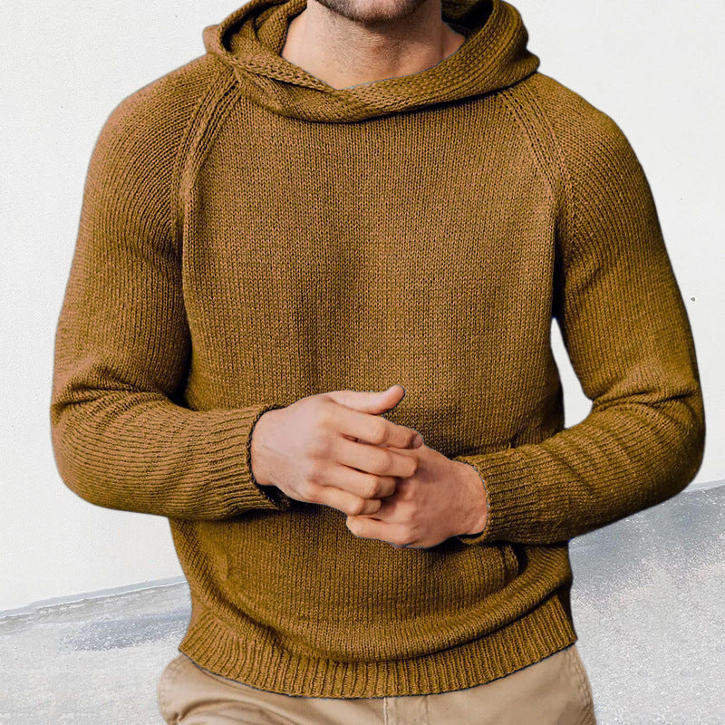 Herren Strickpullover mit Kapuze und feiner Maschenstruktur ModeGeist